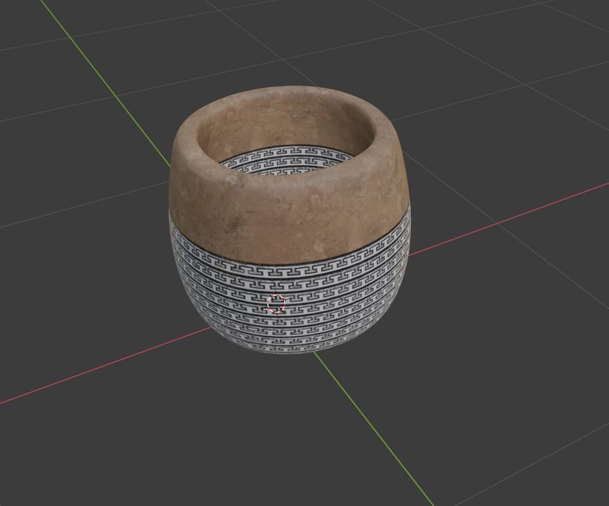 Modern Ancient Style Grunge Wood and Gold Mosaic Vase Cup 3D model_22