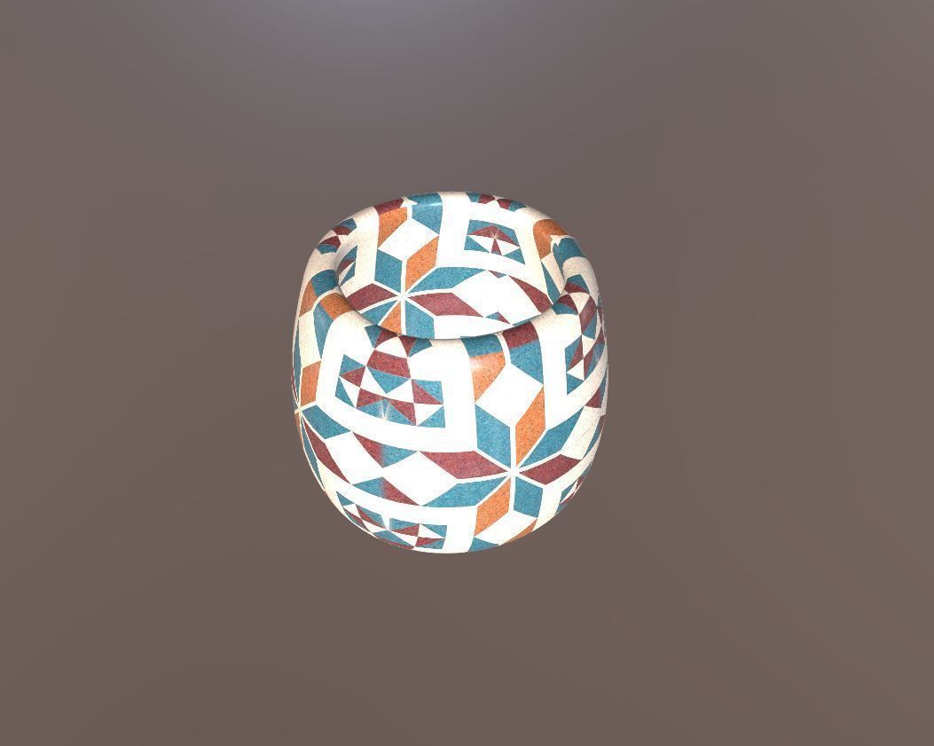 Modern Ancient Style Grunge Wood and Gold Mosaic Vase Cup 3D model_25