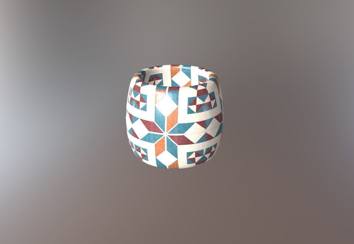 Modern Ancient Style Grunge Wood and Gold Mosaic Vase Cup 3D model_17