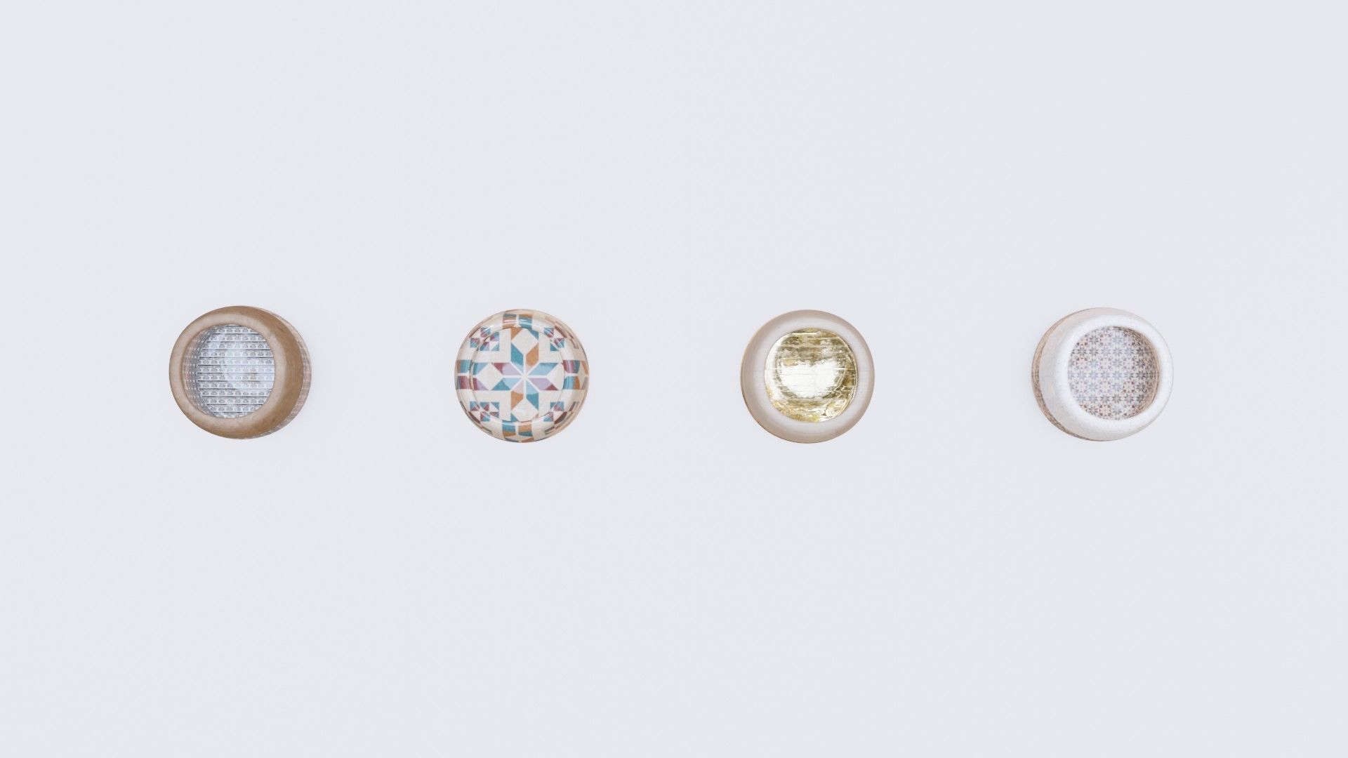 Modern Ancient Style Grunge Wood and Gold Mosaic Vase Cup 3D model_20