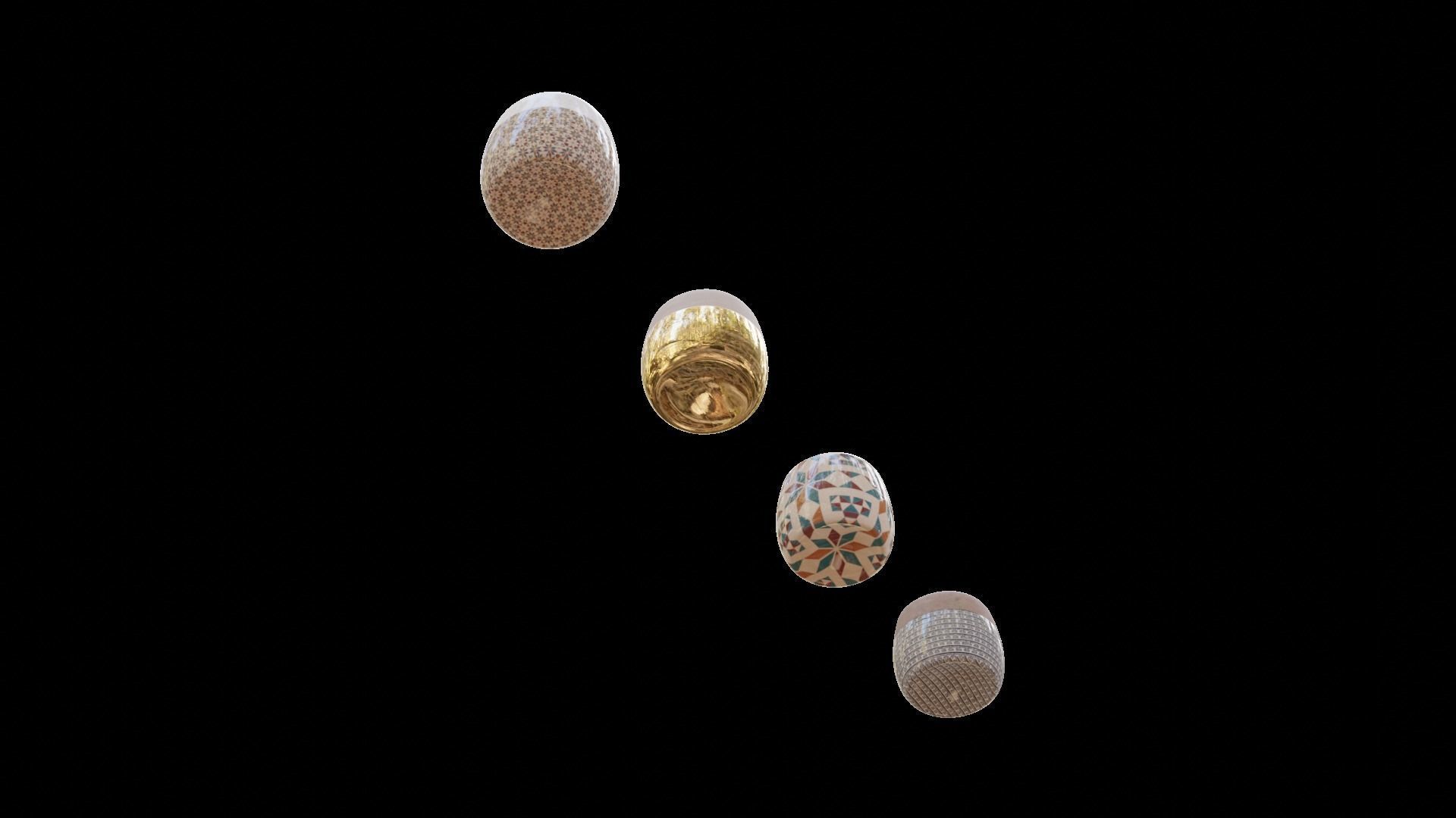 Modern Ancient Style Grunge Wood and Gold Mosaic Vase Cup 3D model_34