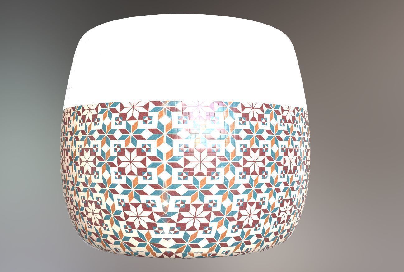 Modern Ancient Style Grunge Wood and Gold Mosaic Vase Cup 3D model_28