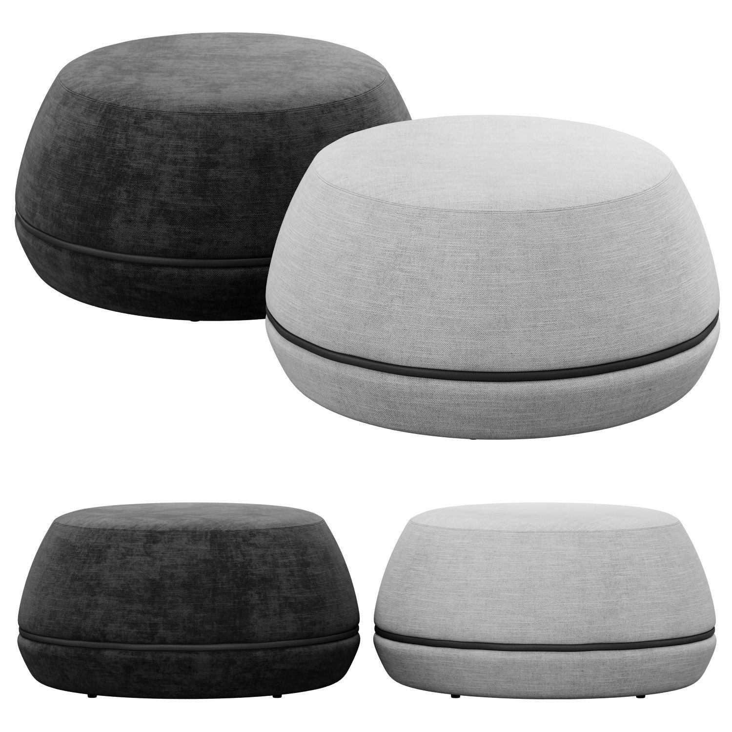 Onvi 800mm Fabric Ottoman by Kardiel 3D model_2