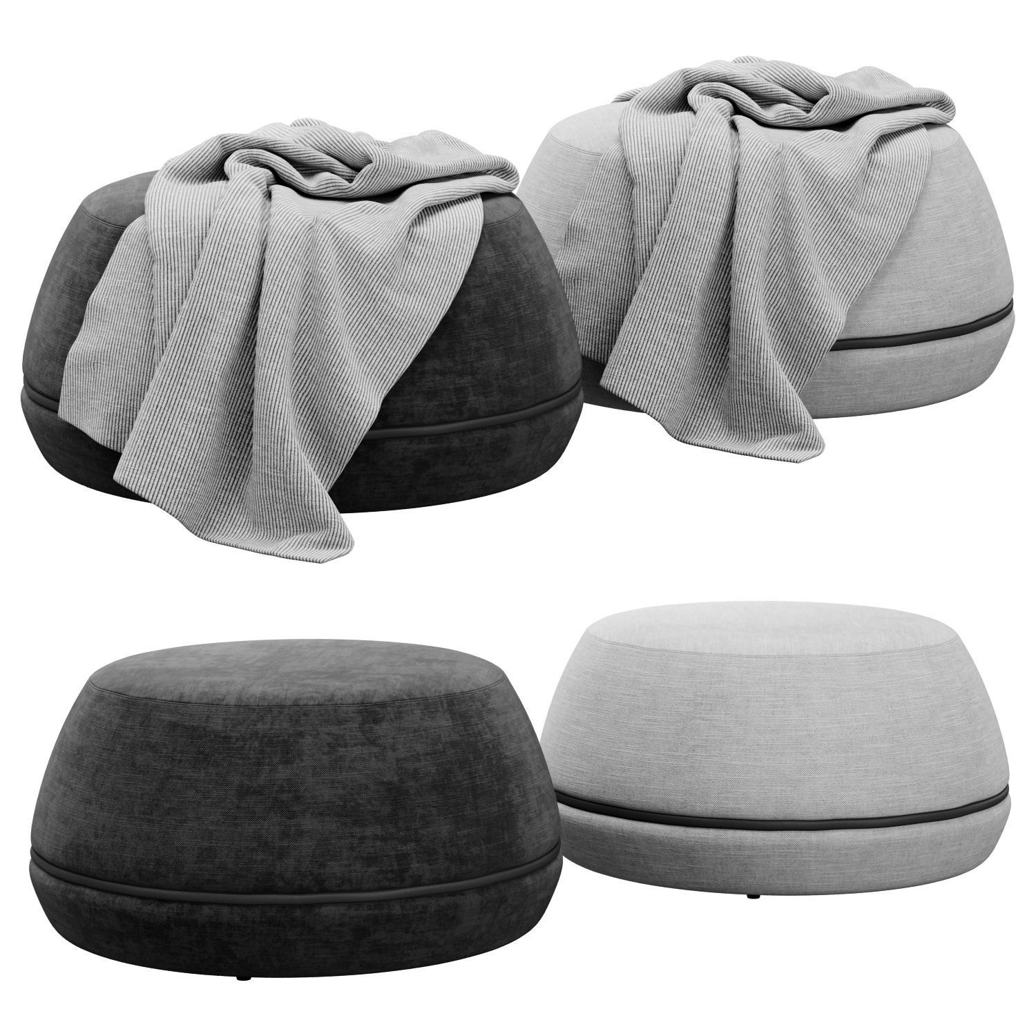 Onvi 800mm Fabric Ottoman by Kardiel 3D model_1