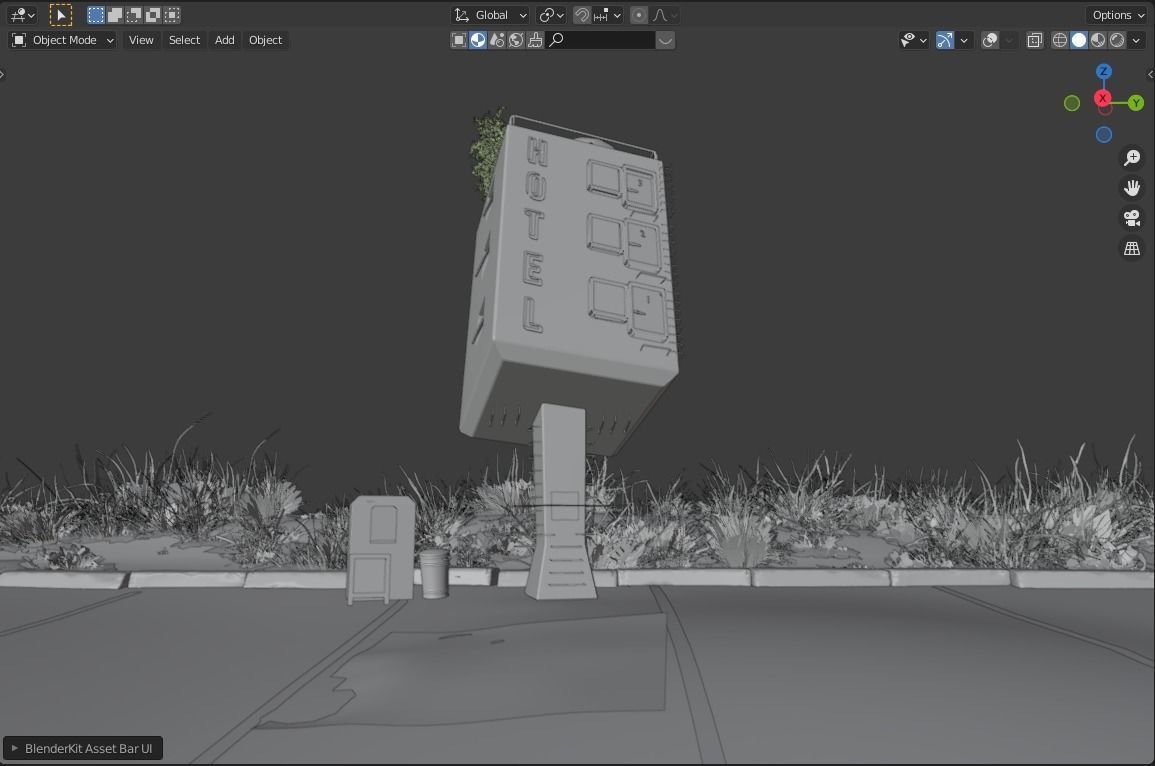 Roadside Hotel - Surrealist Architecture 3D model_1