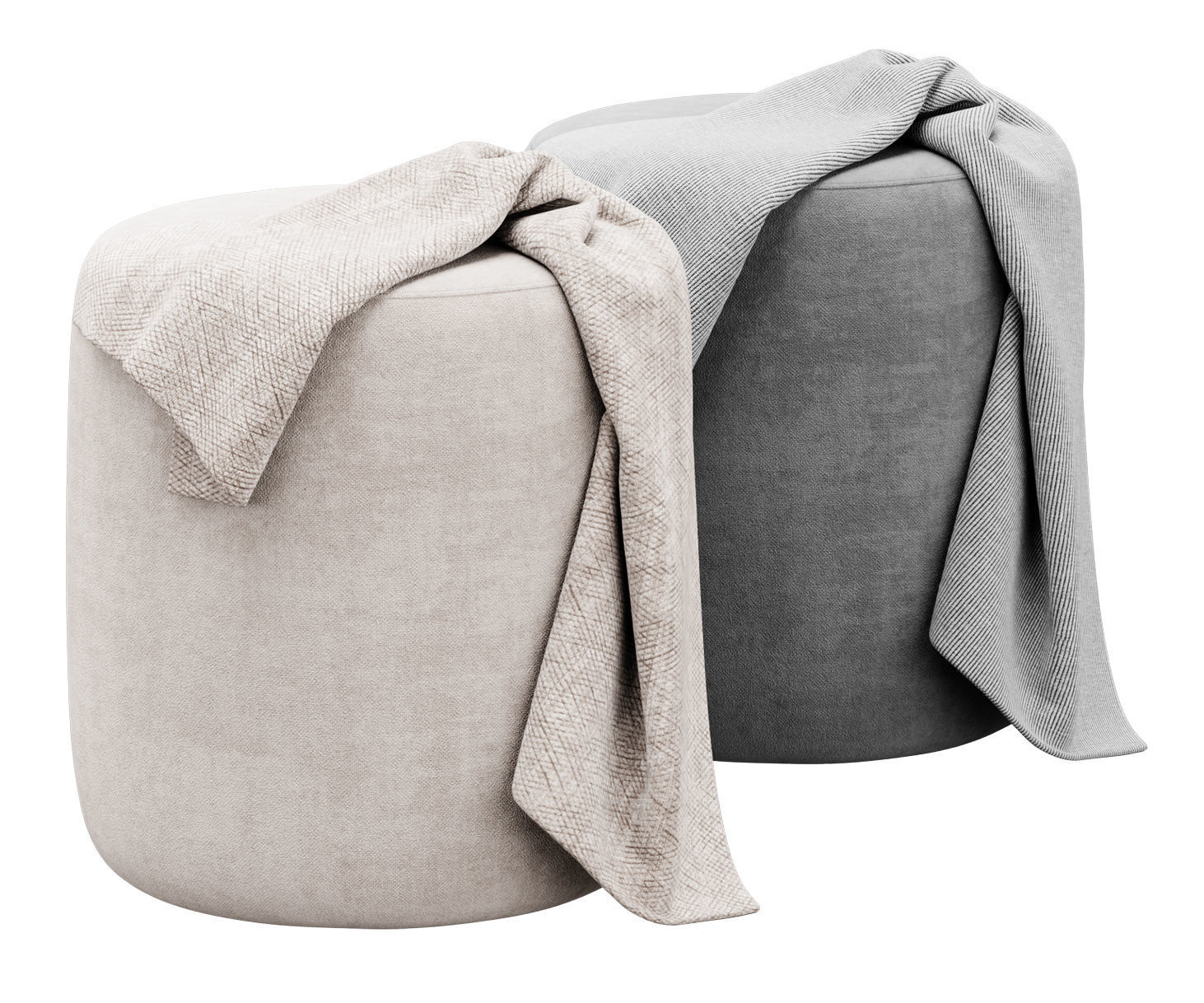 Spool 460mm Fabric Ottoman by kardiel 3D model_13