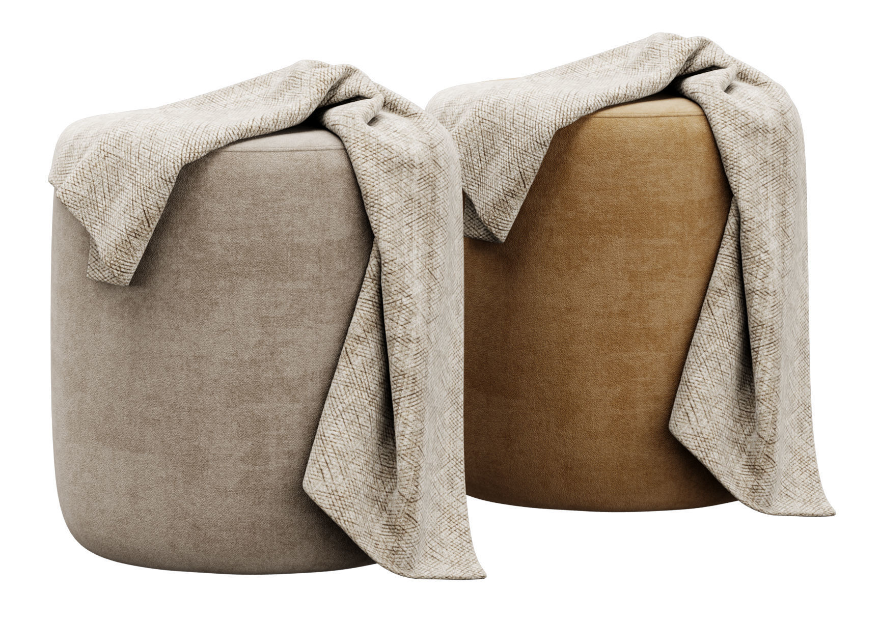 Spool 460mm Fabric Ottoman by kardiel 3D model_1