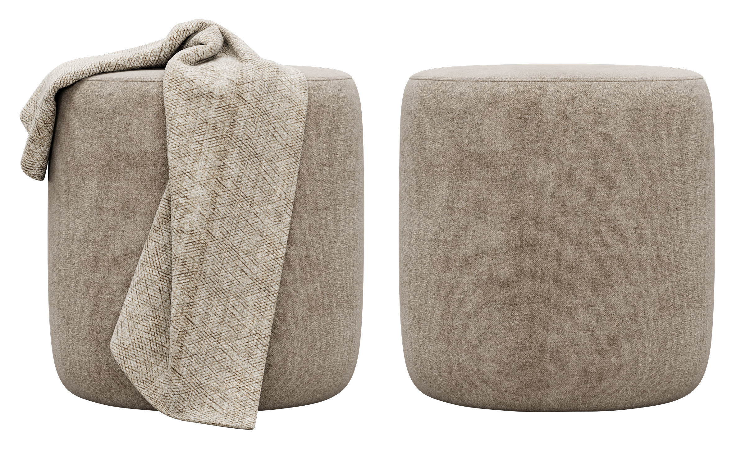 Spool 460mm Fabric Ottoman by kardiel 3D model_5