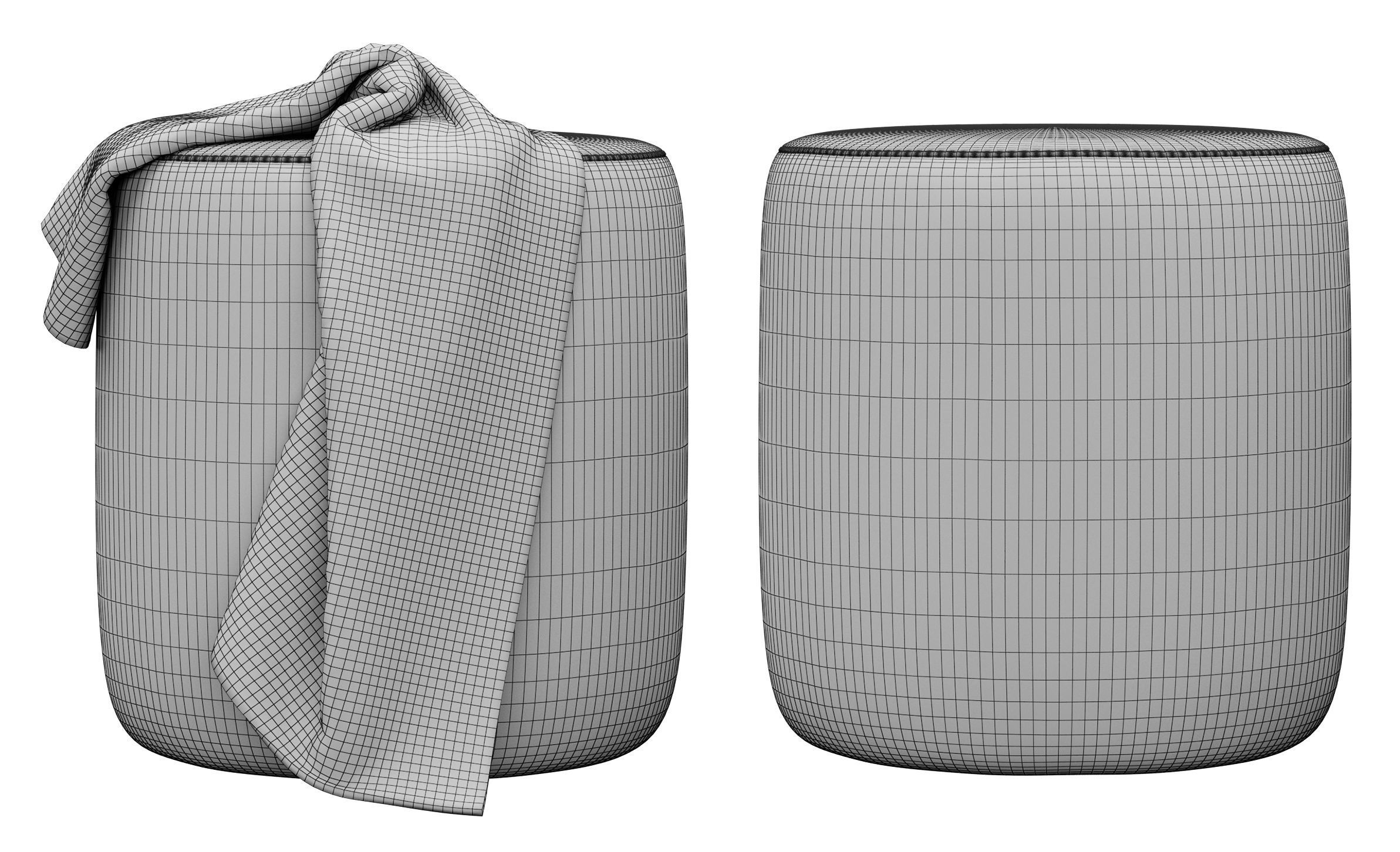 Spool 460mm Fabric Ottoman by kardiel 3D model_3