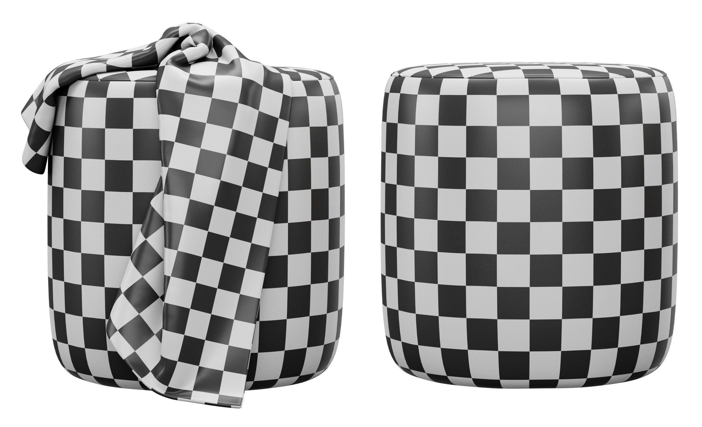 Spool 460mm Fabric Ottoman by kardiel 3D model_4