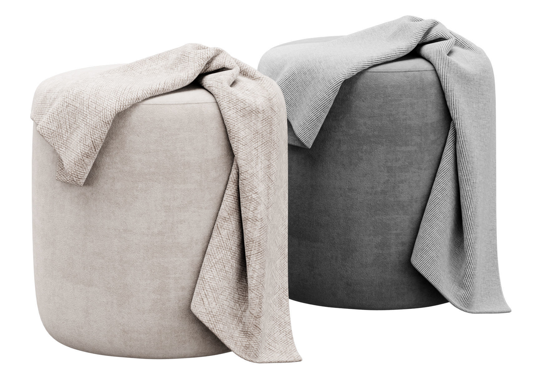 Spool 460mm Fabric Ottoman by kardiel 3D model_2