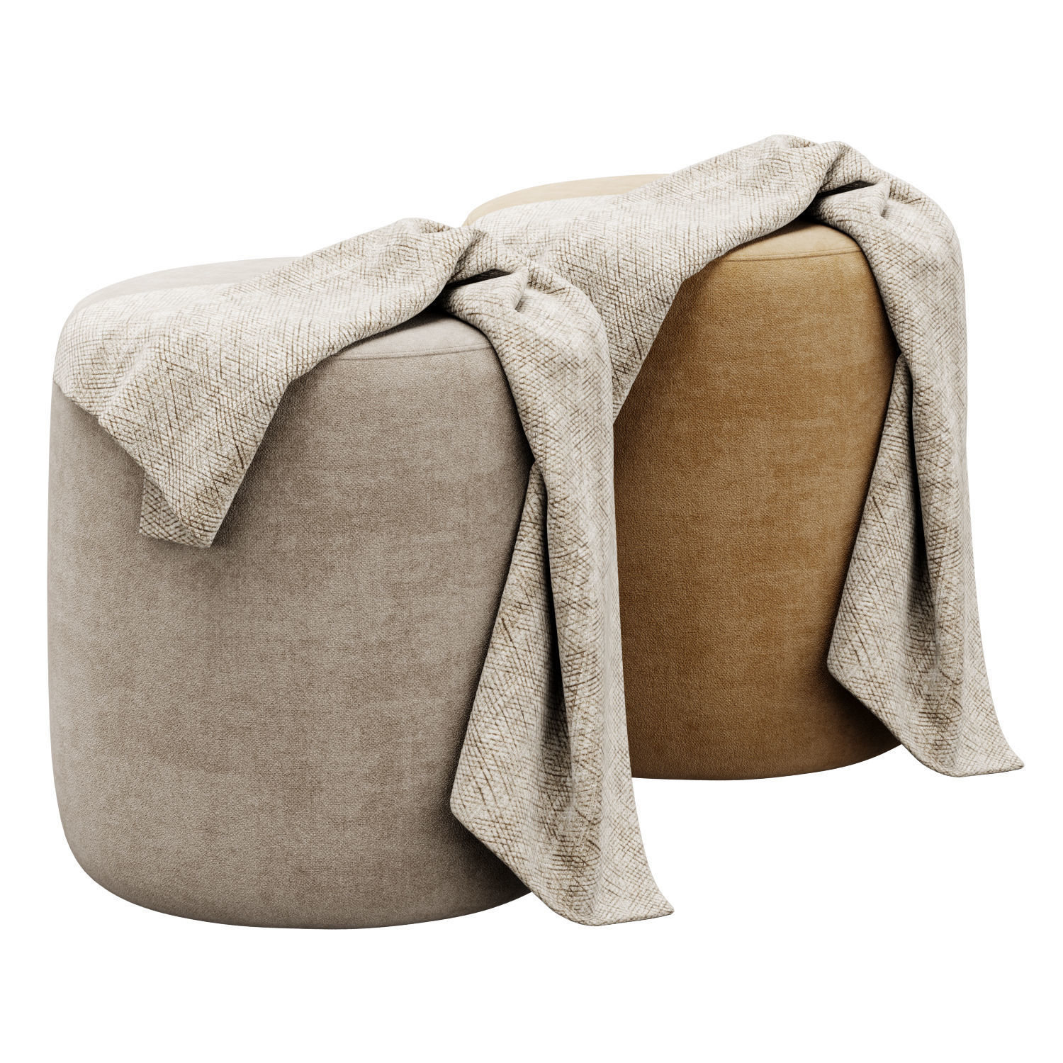 Spool 460mm Fabric Ottoman by kardiel 3D model_12