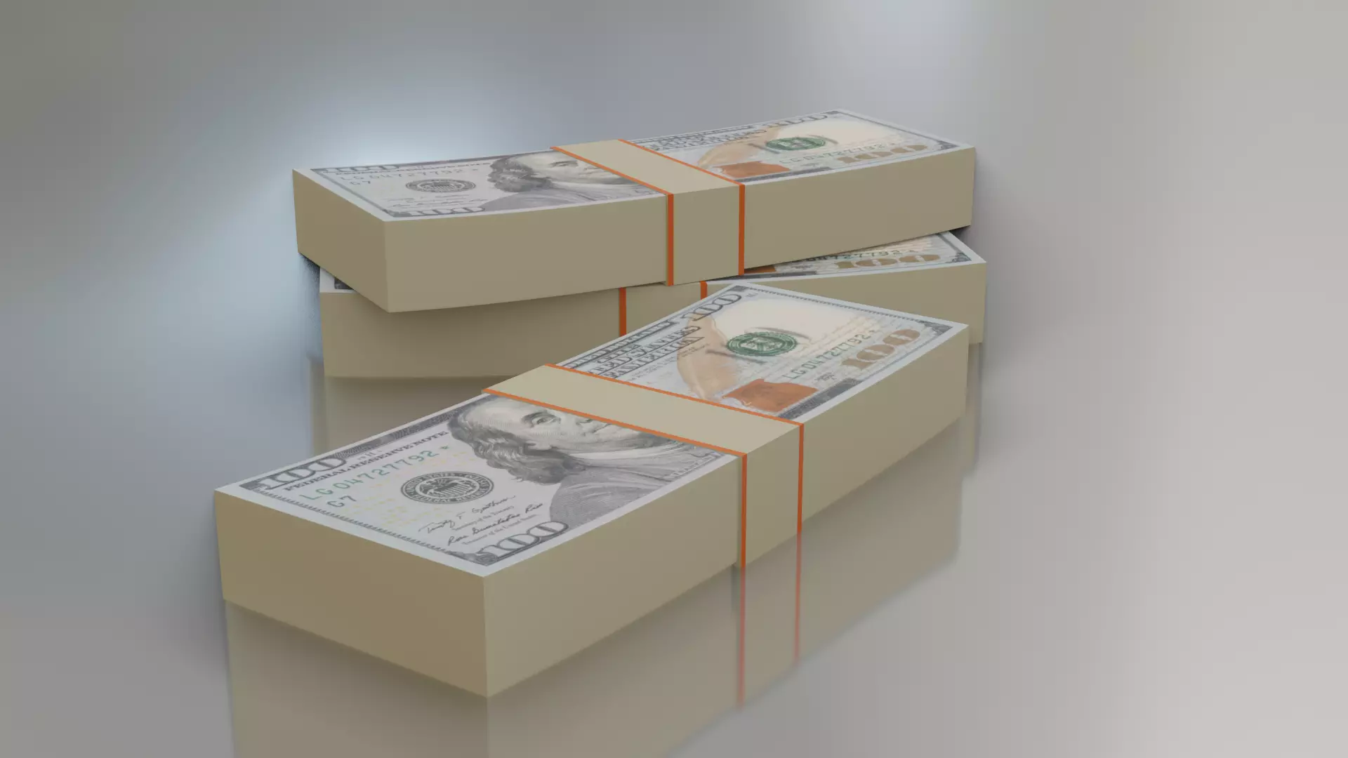 100 Dollar Bundle Bank Note Low-poly 3D model_0