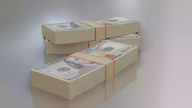 100 Dollar Bundle Bank Note Low-poly 3D model