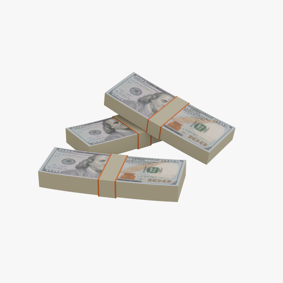 100 Dollar Bundle Bank Note Low-poly 3D model_6