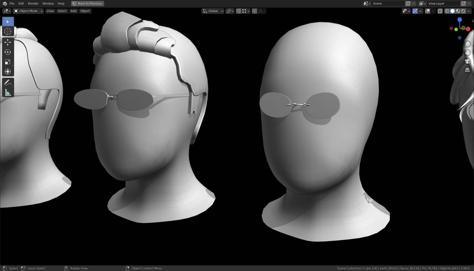 Base Stylized Haircuts 81-85 Matrix Theme Low-poly 3D model_18