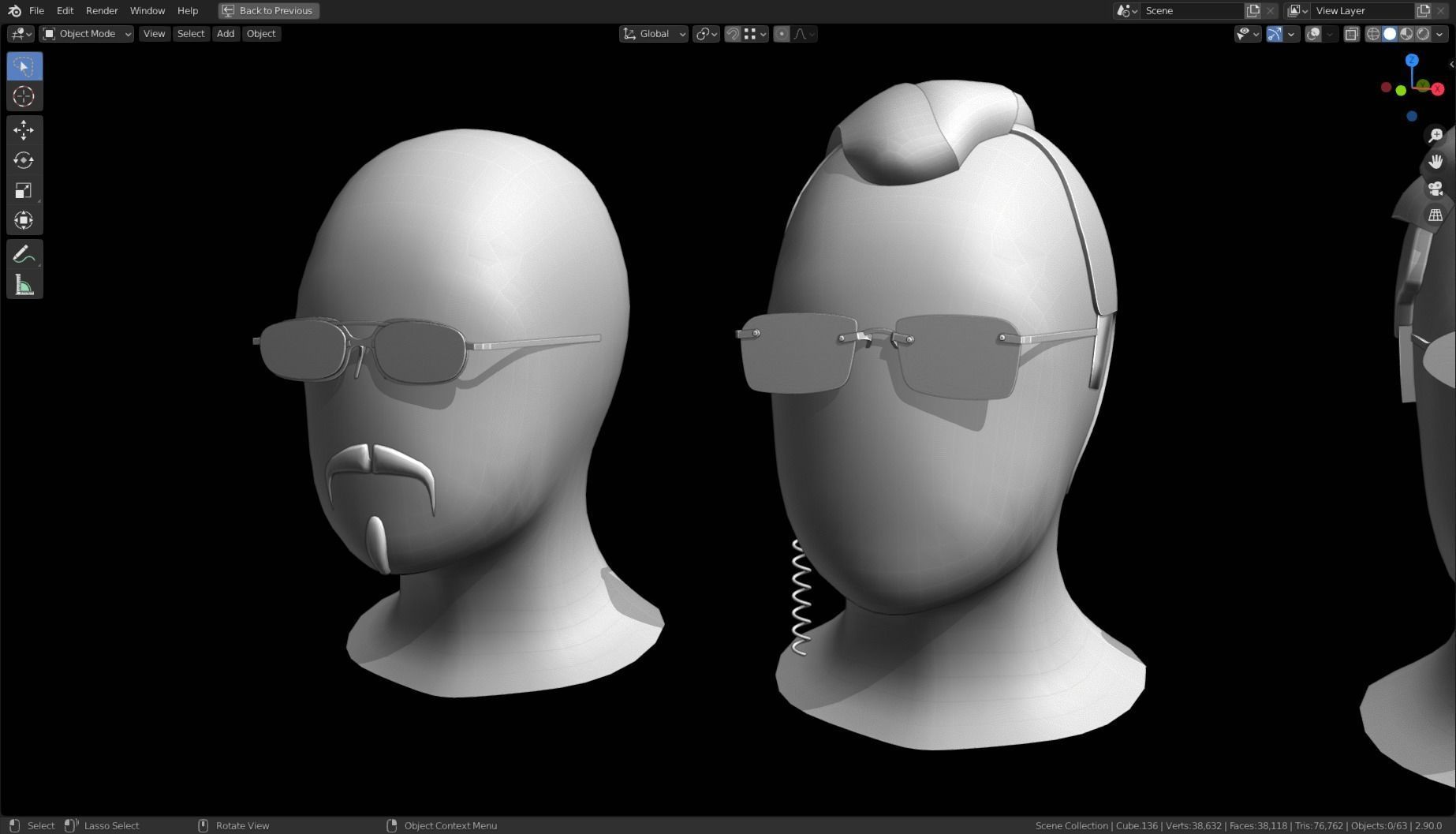 Base Stylized Haircuts 81-85 Matrix Theme Low-poly 3D model_20