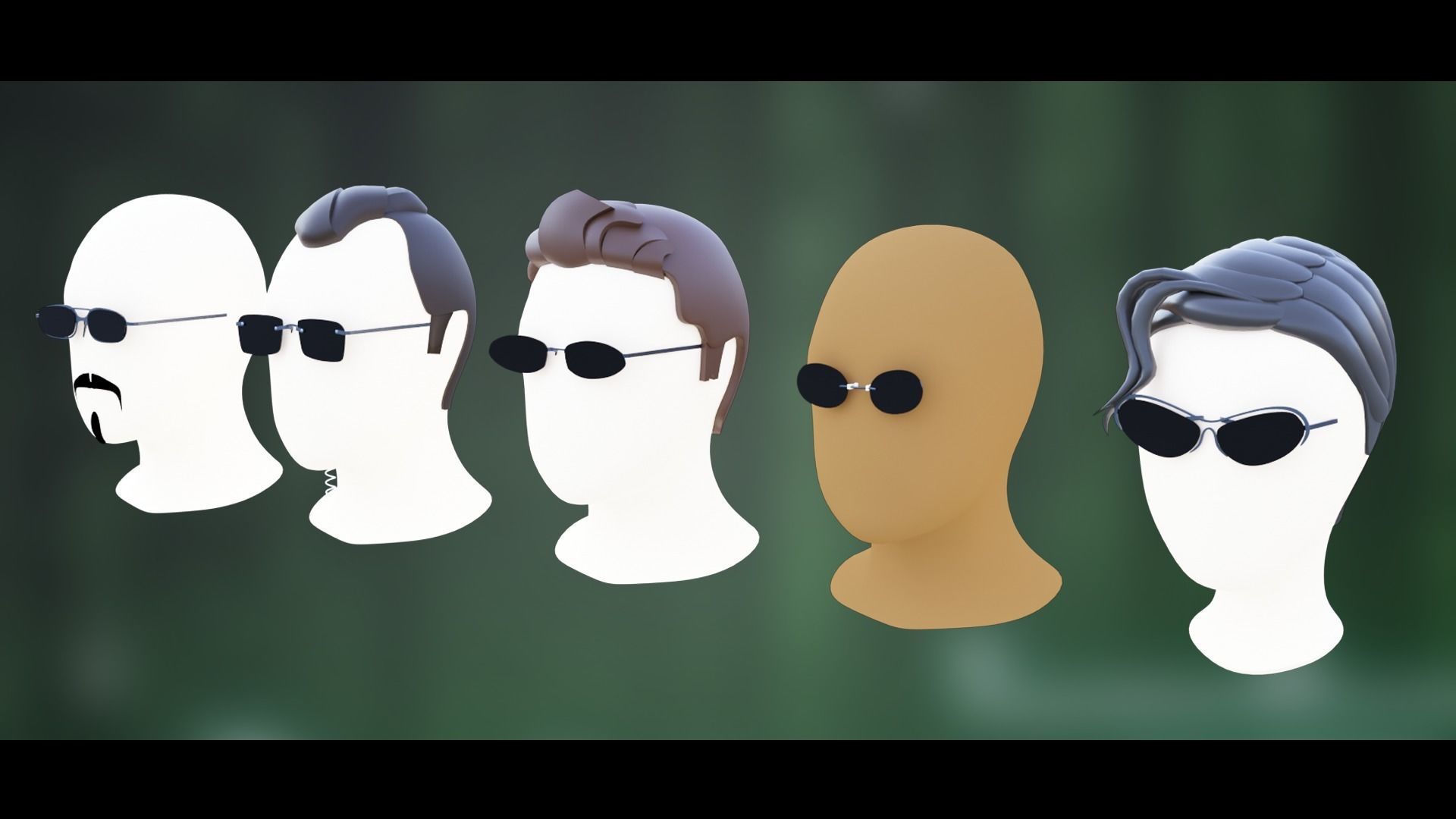 Base Stylized Haircuts 81-85 Matrix Theme Low-poly 3D model_1