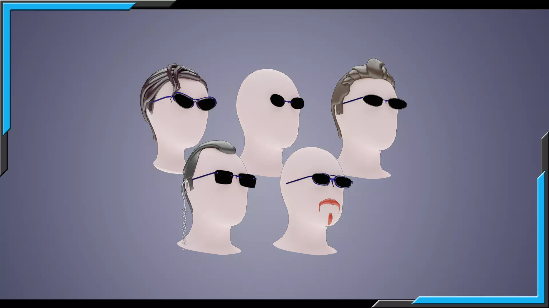Base Stylized Haircuts 81-85 Matrix Theme Low-poly 3D model_0