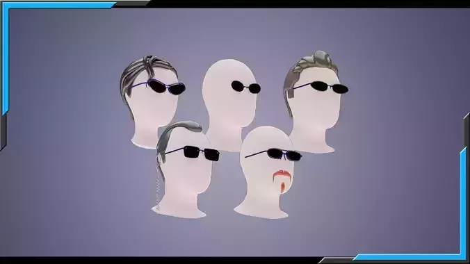 Base Stylized Haircuts 81-85 Matrix Theme Low-poly 3D model