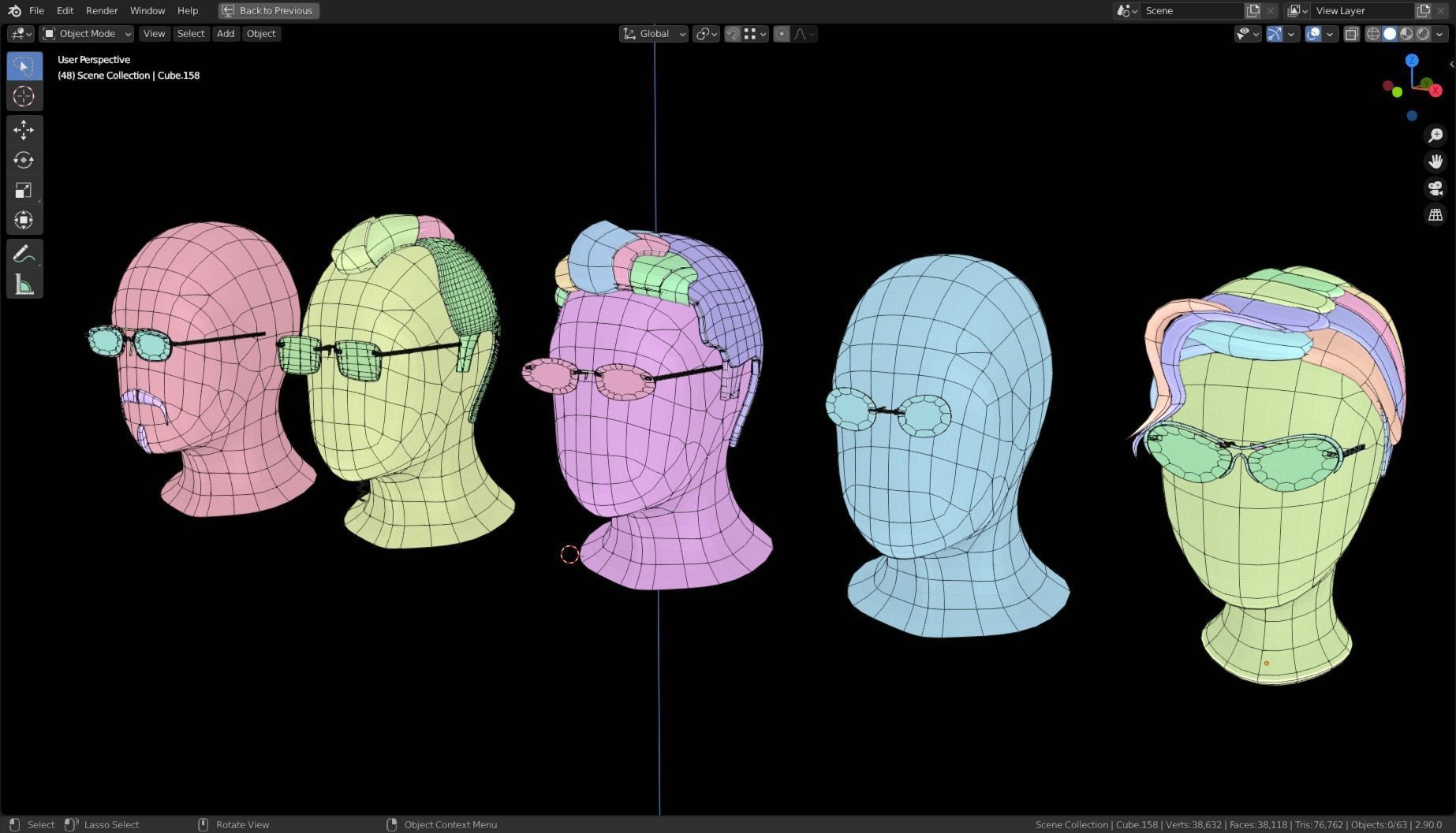 Base Stylized Haircuts 81-85 Matrix Theme Low-poly 3D model_25
