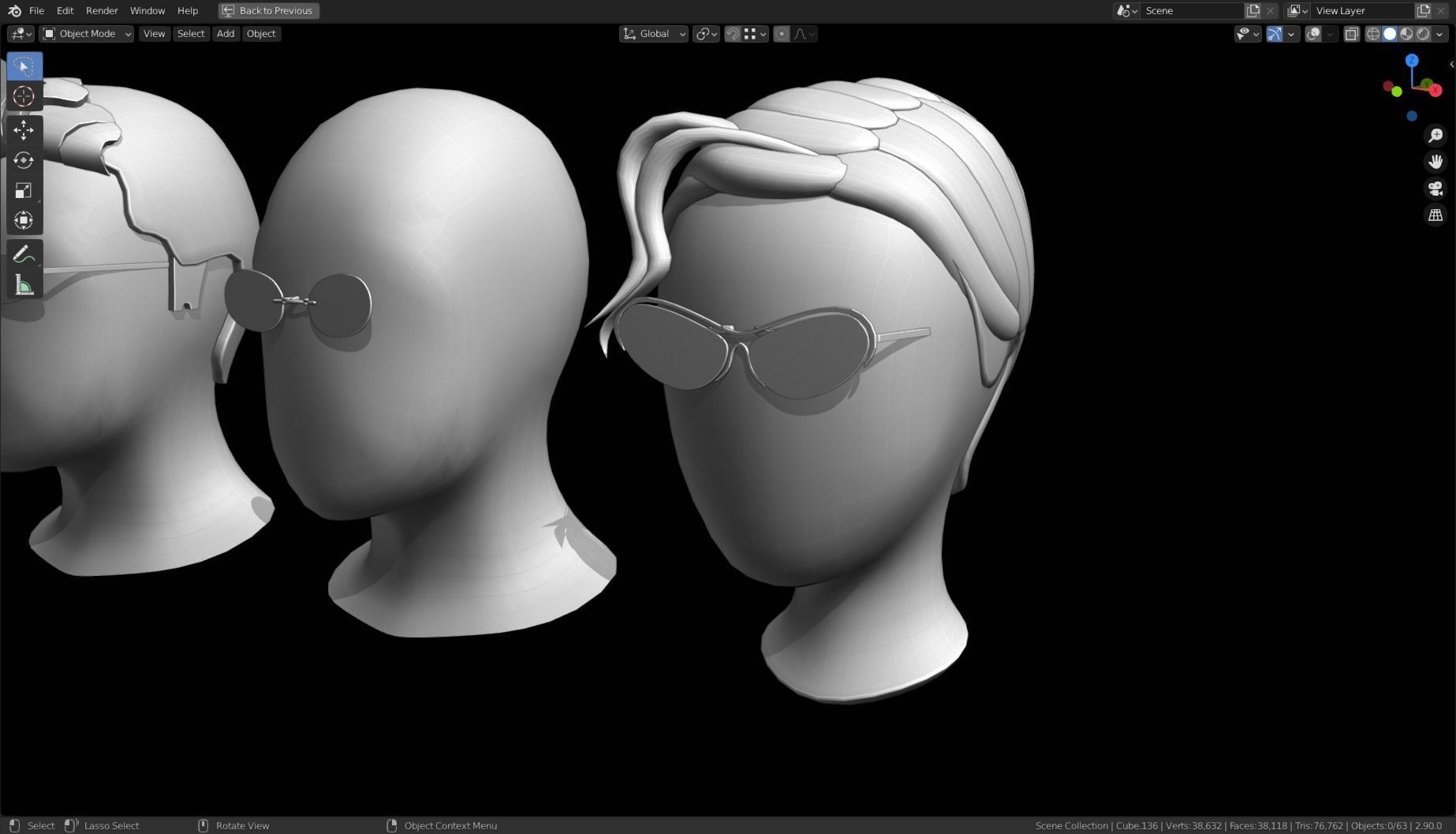 Base Stylized Haircuts 81-85 Matrix Theme Low-poly 3D model_17