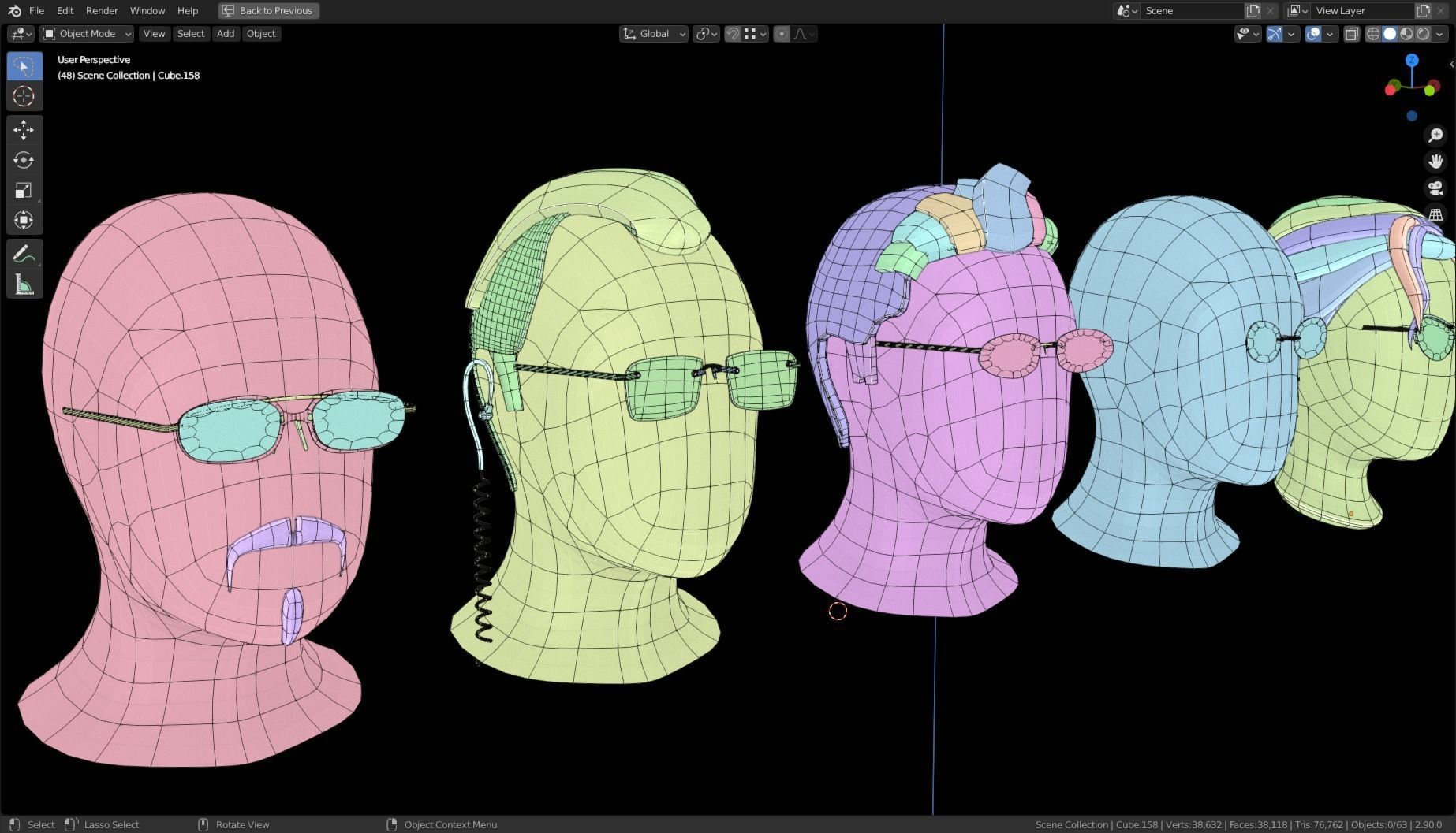 Base Stylized Haircuts 81-85 Matrix Theme Low-poly 3D model_23