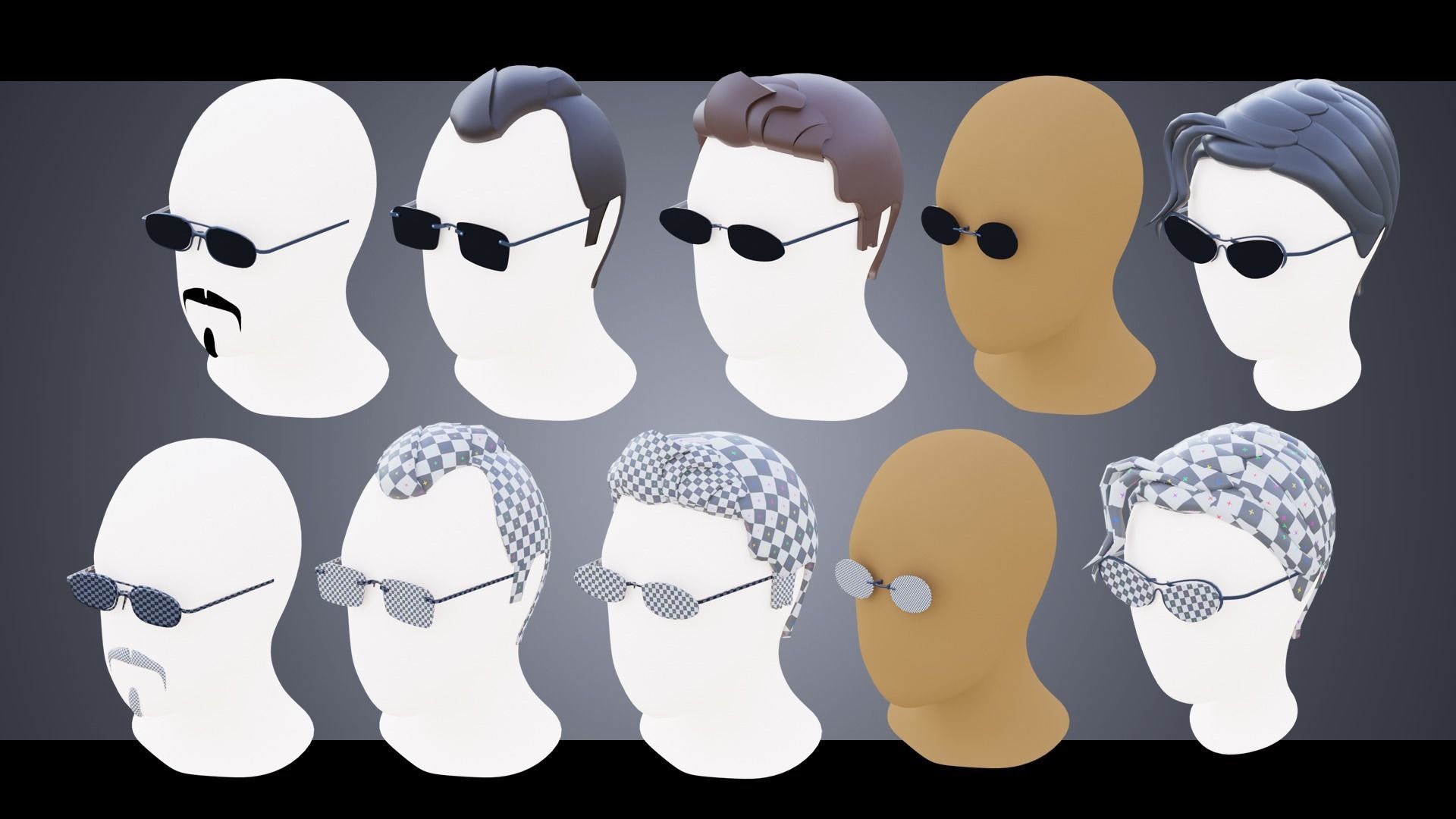 Base Stylized Haircuts 81-85 Matrix Theme Low-poly 3D model_2