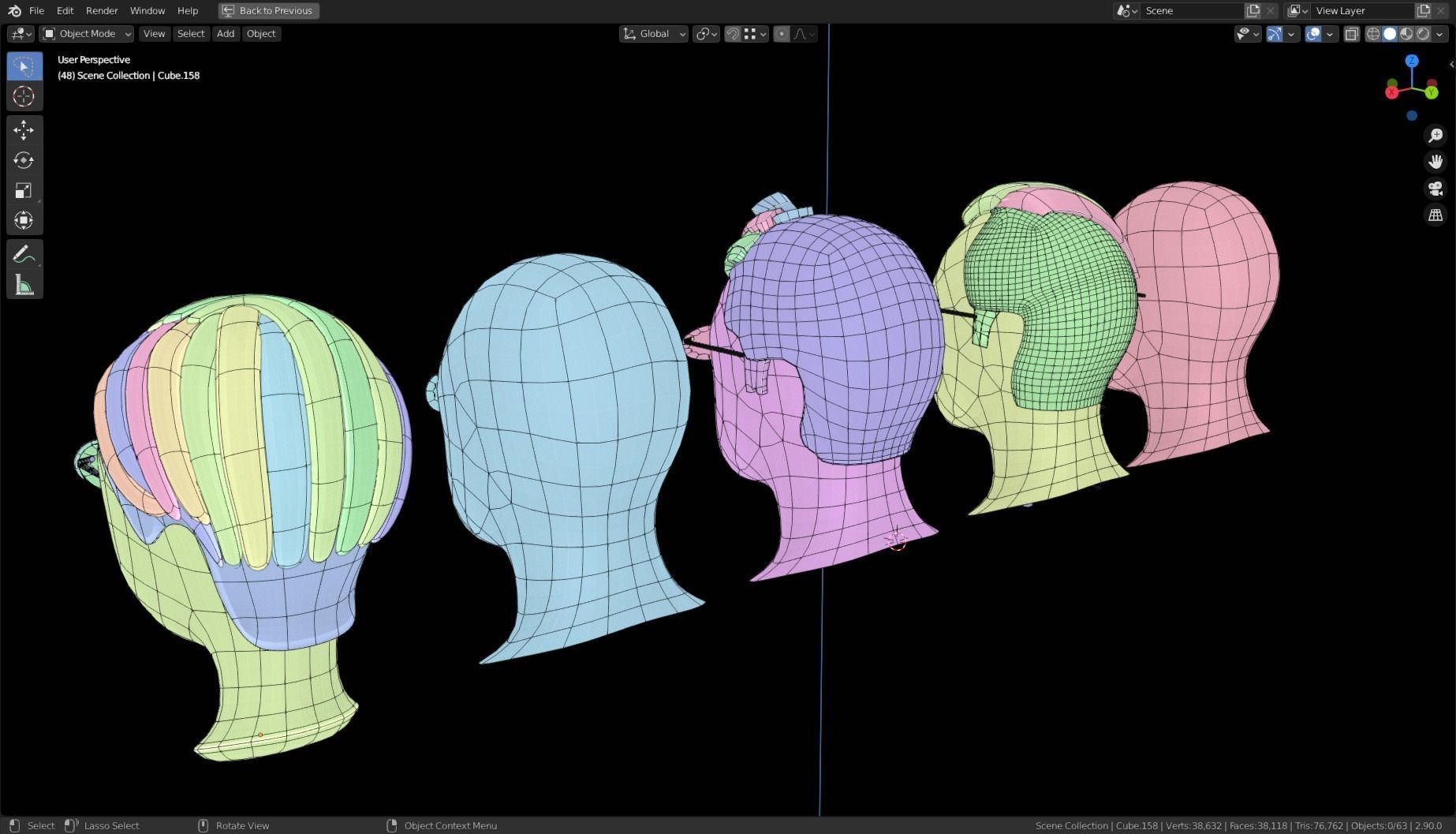 Base Stylized Haircuts 81-85 Matrix Theme Low-poly 3D model_22