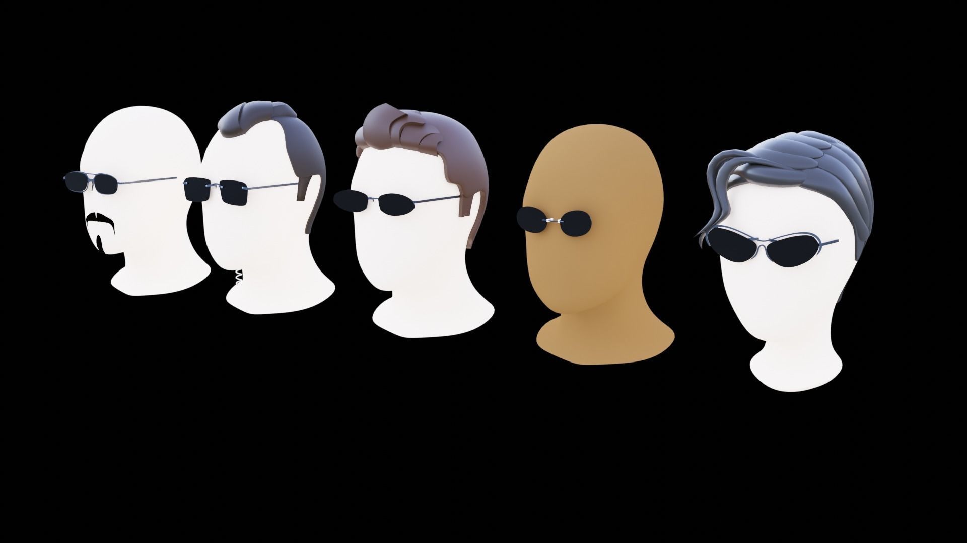Base Stylized Haircuts 81-85 Matrix Theme Low-poly 3D model_28