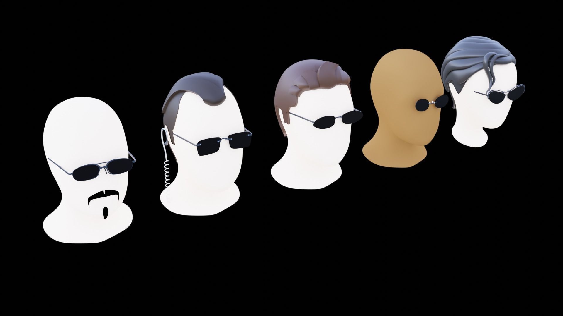 Base Stylized Haircuts 81-85 Matrix Theme Low-poly 3D model_24