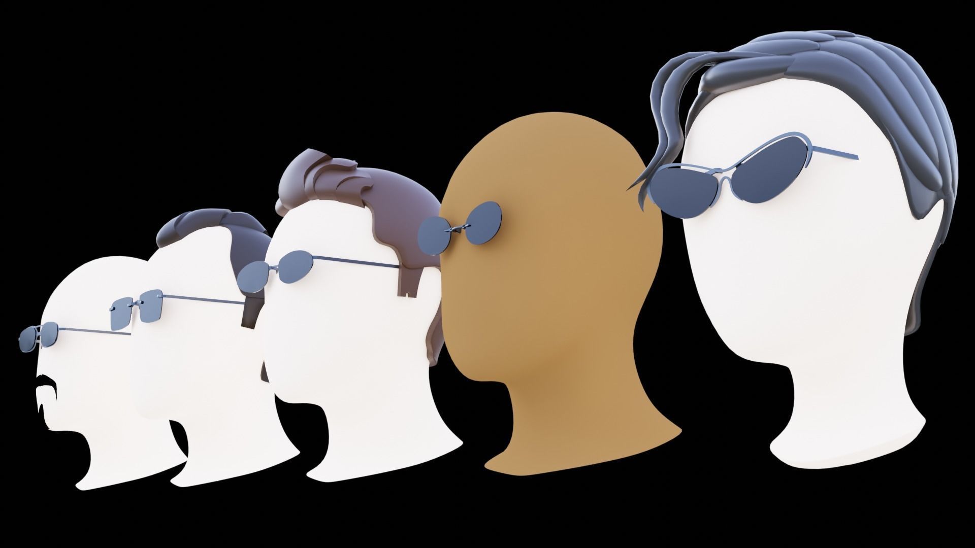 Base Stylized Haircuts 81-85 Matrix Theme Low-poly 3D model_30