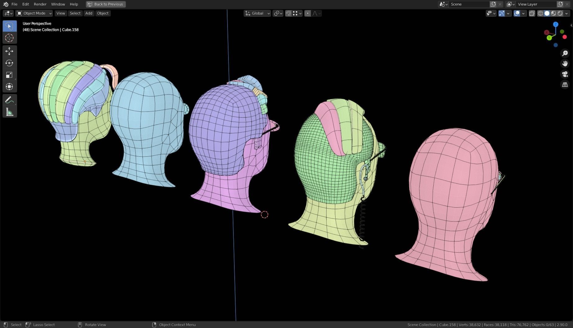 Base Stylized Haircuts 81-85 Matrix Theme Low-poly 3D model_21