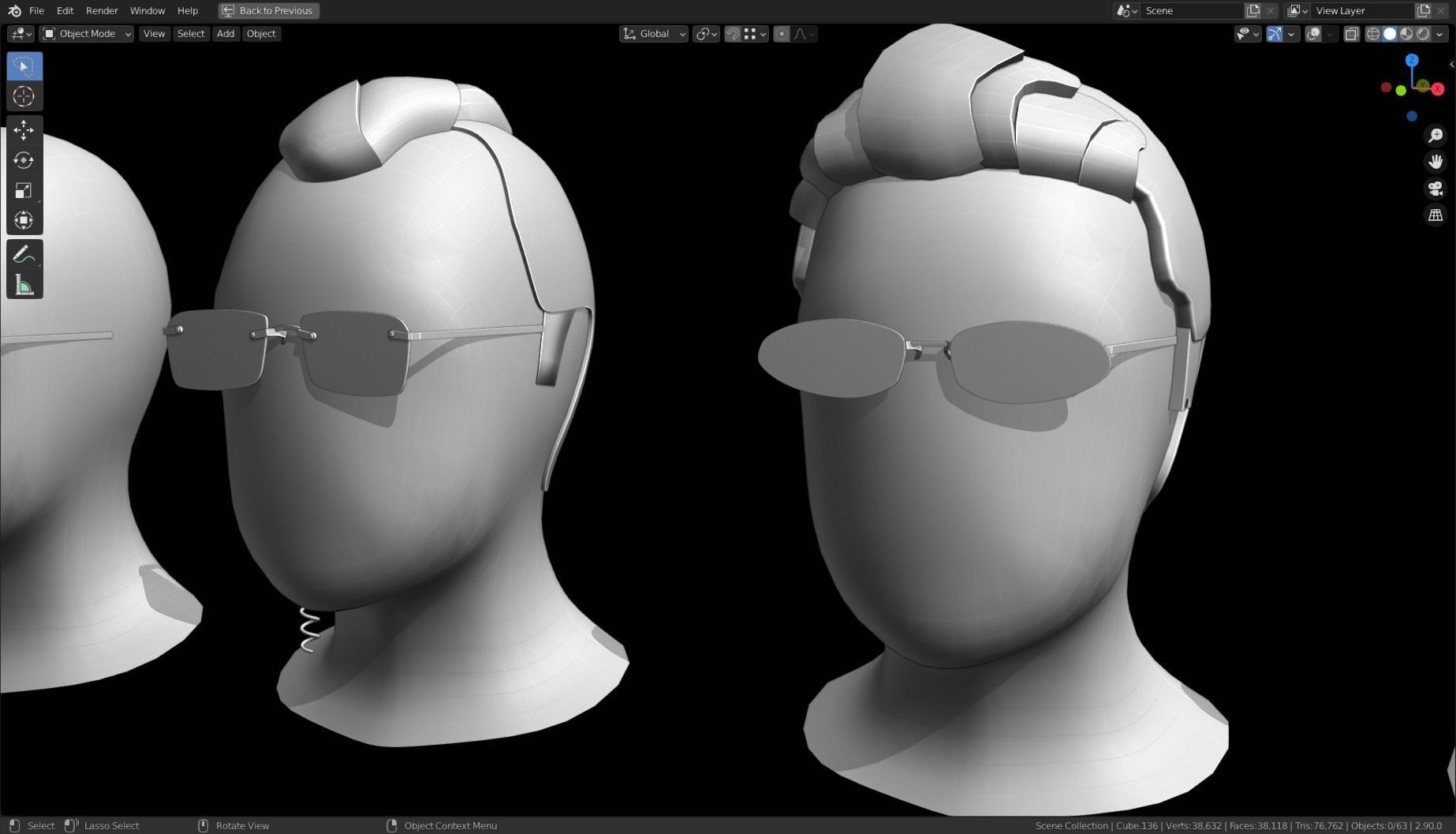 Base Stylized Haircuts 81-85 Matrix Theme Low-poly 3D model_19