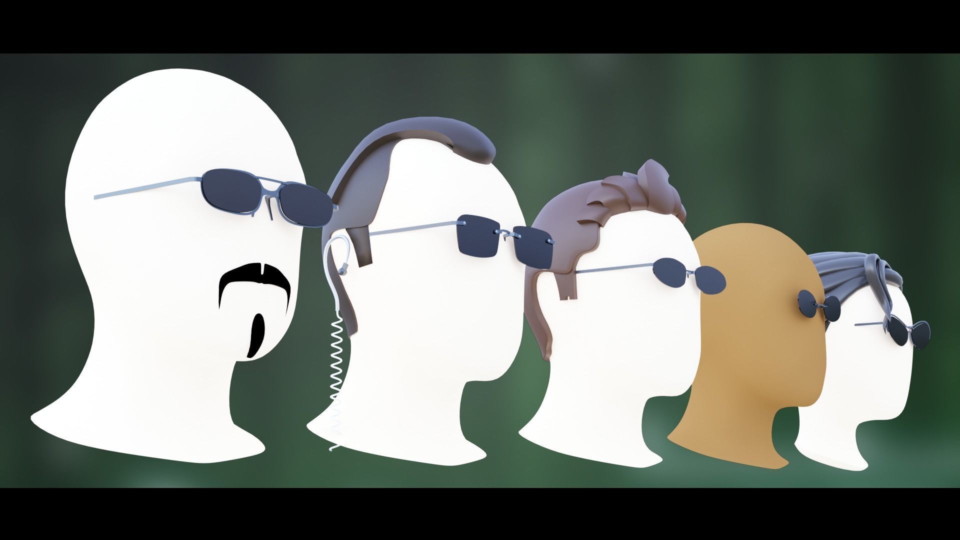 Base Stylized Haircuts 81-85 Matrix Theme Low-poly 3D model_6