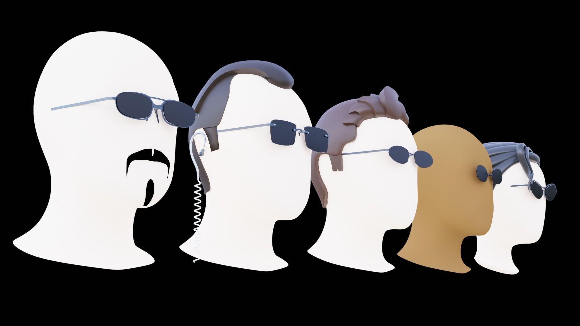 Base Stylized Haircuts 81-85 Matrix Theme Low-poly 3D model_26