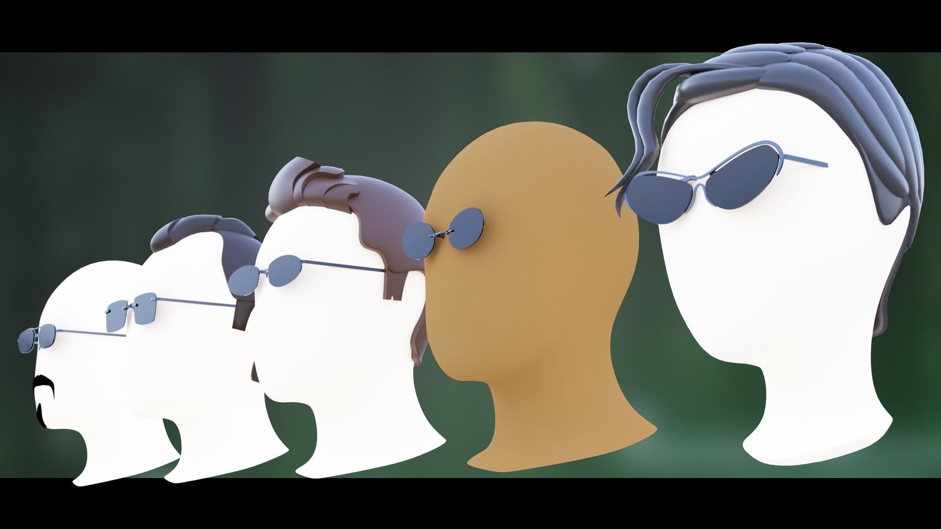 Base Stylized Haircuts 81-85 Matrix Theme Low-poly 3D model_4