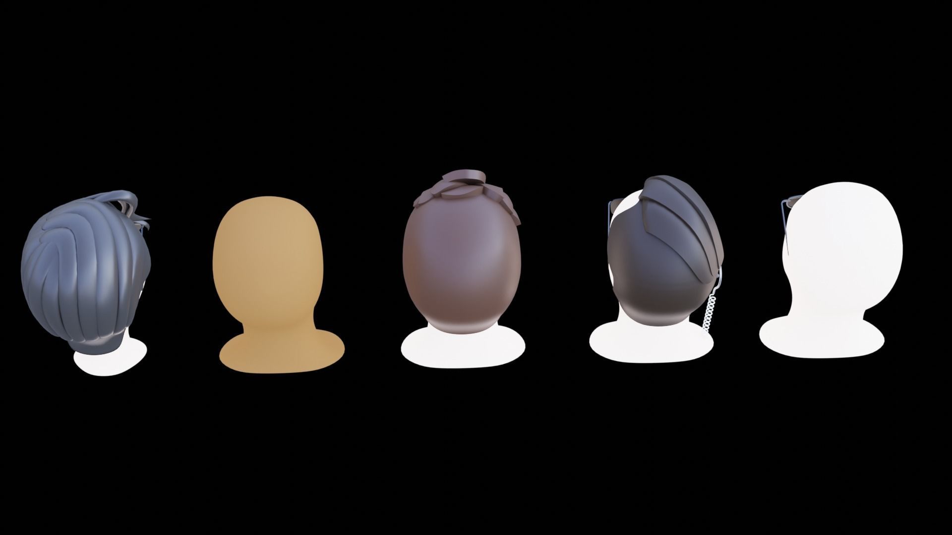 Base Stylized Haircuts 81-85 Matrix Theme Low-poly 3D model_29