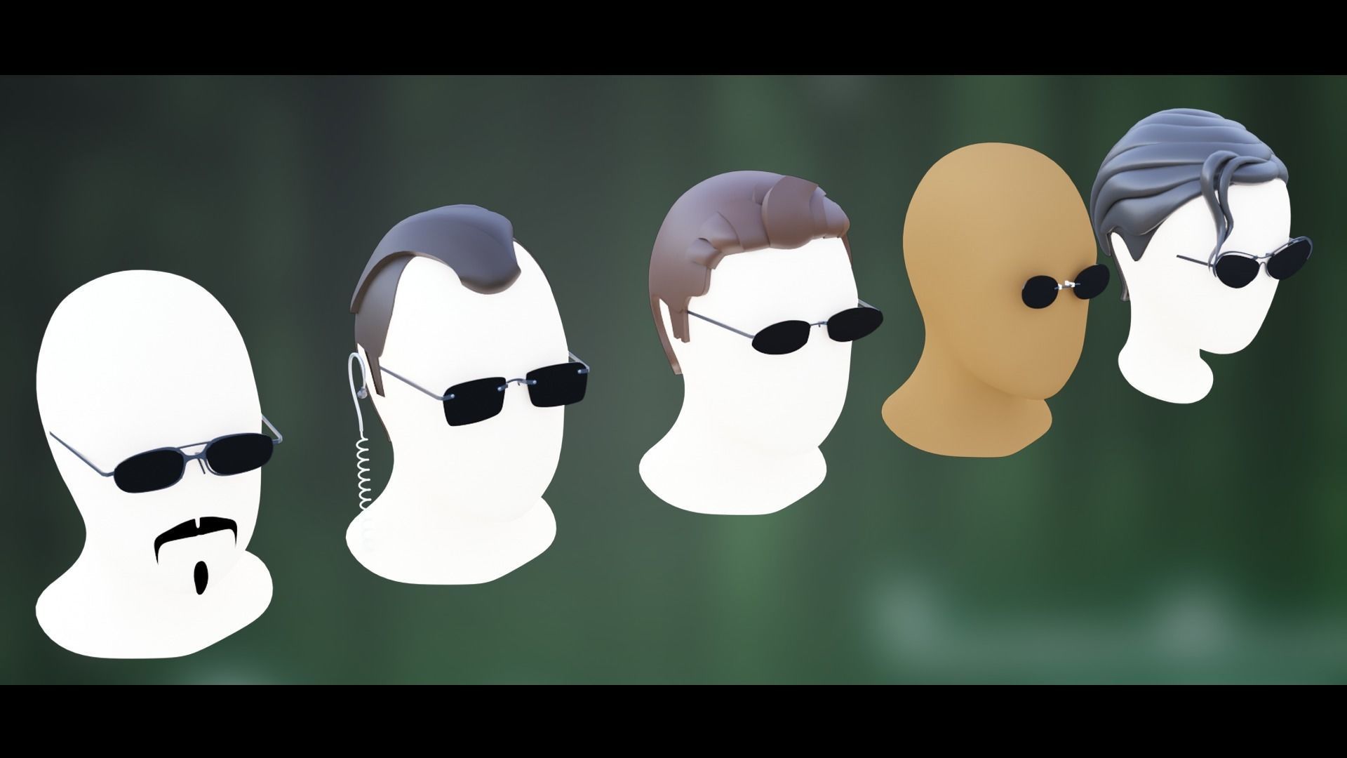 Base Stylized Haircuts 81-85 Matrix Theme Low-poly 3D model_5