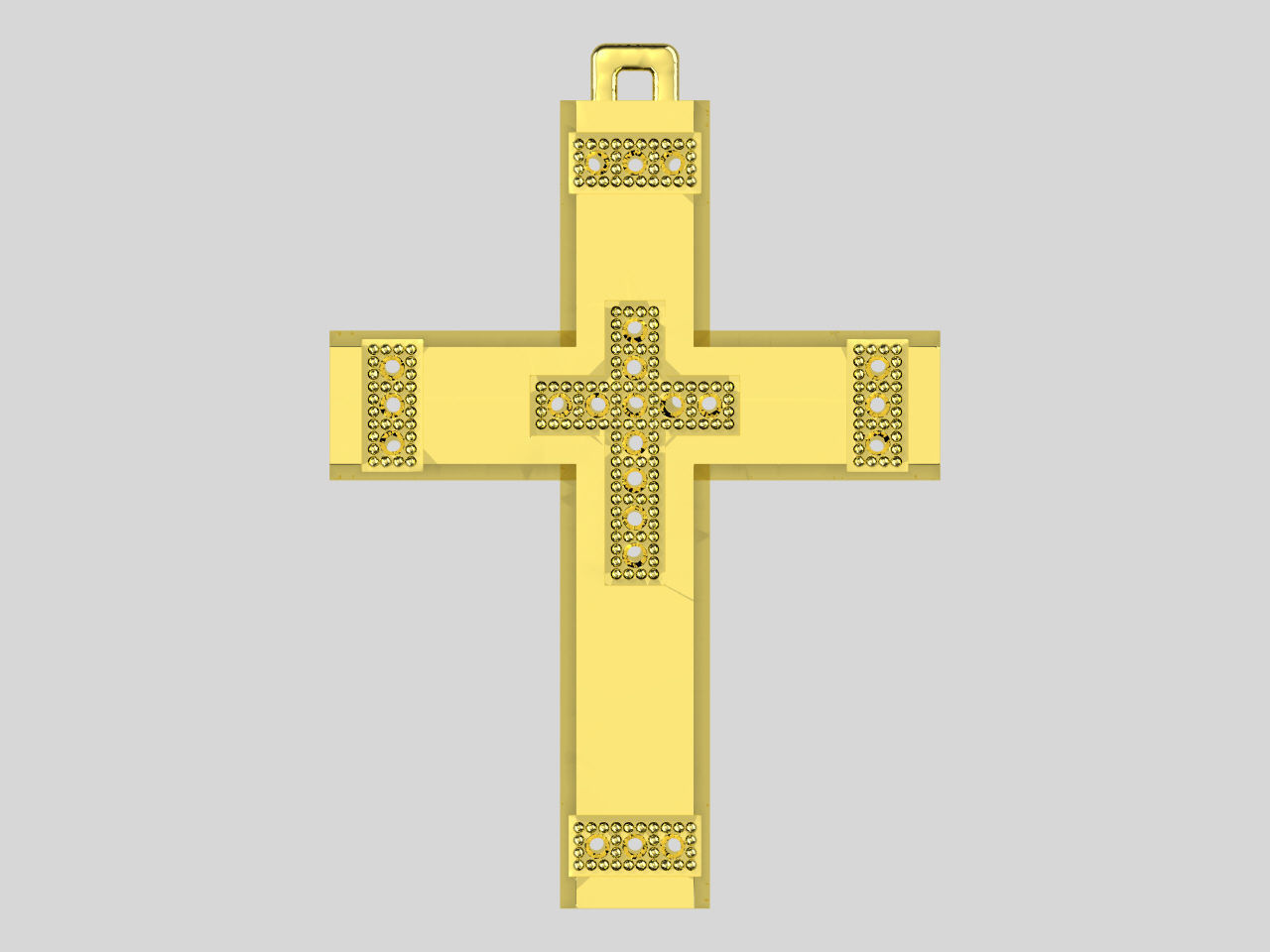 XZS-FL-0007 gold cross pendant 3D print model_1