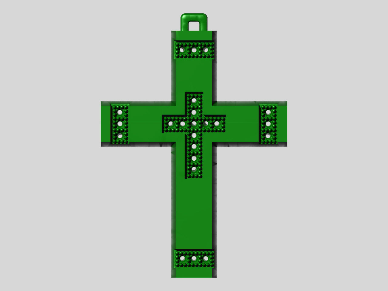 XZS-FL-0007 gold cross pendant 3D print model_3