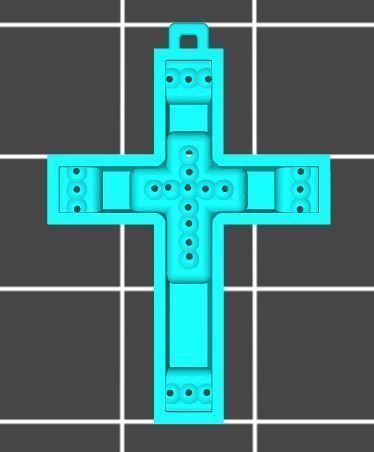 XZS-FL-0007 gold cross pendant 3D print model_5