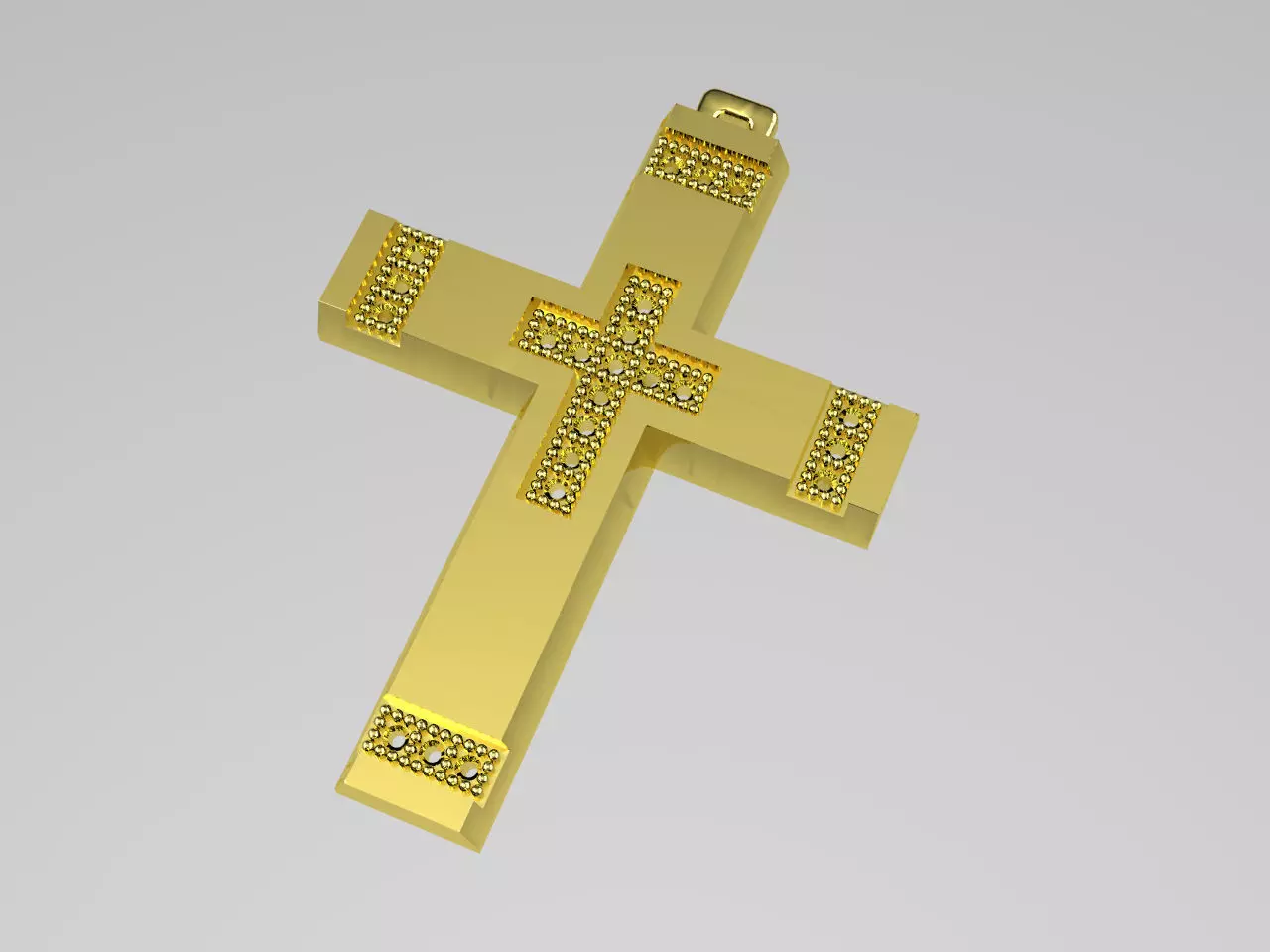 XZS-FL-0007 gold cross pendant 3D print model_0