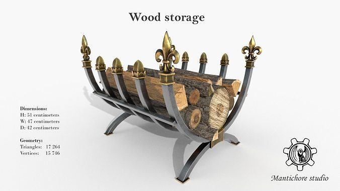 Iron wood storage Low-poly 3D model