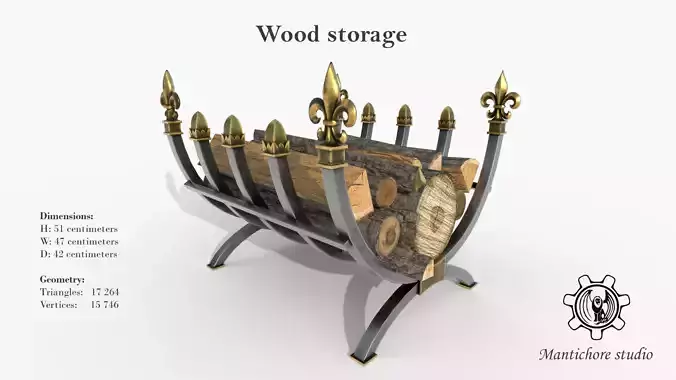 Iron wood storage Low-poly 3D model