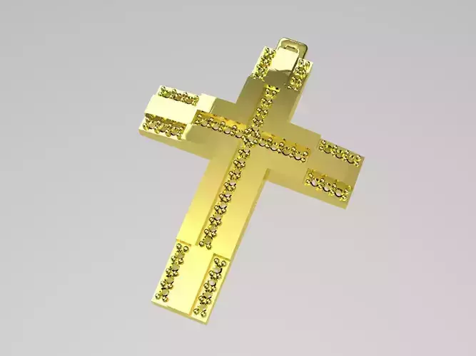 XZS-BUL-0008 gold cross pendant with diamonds