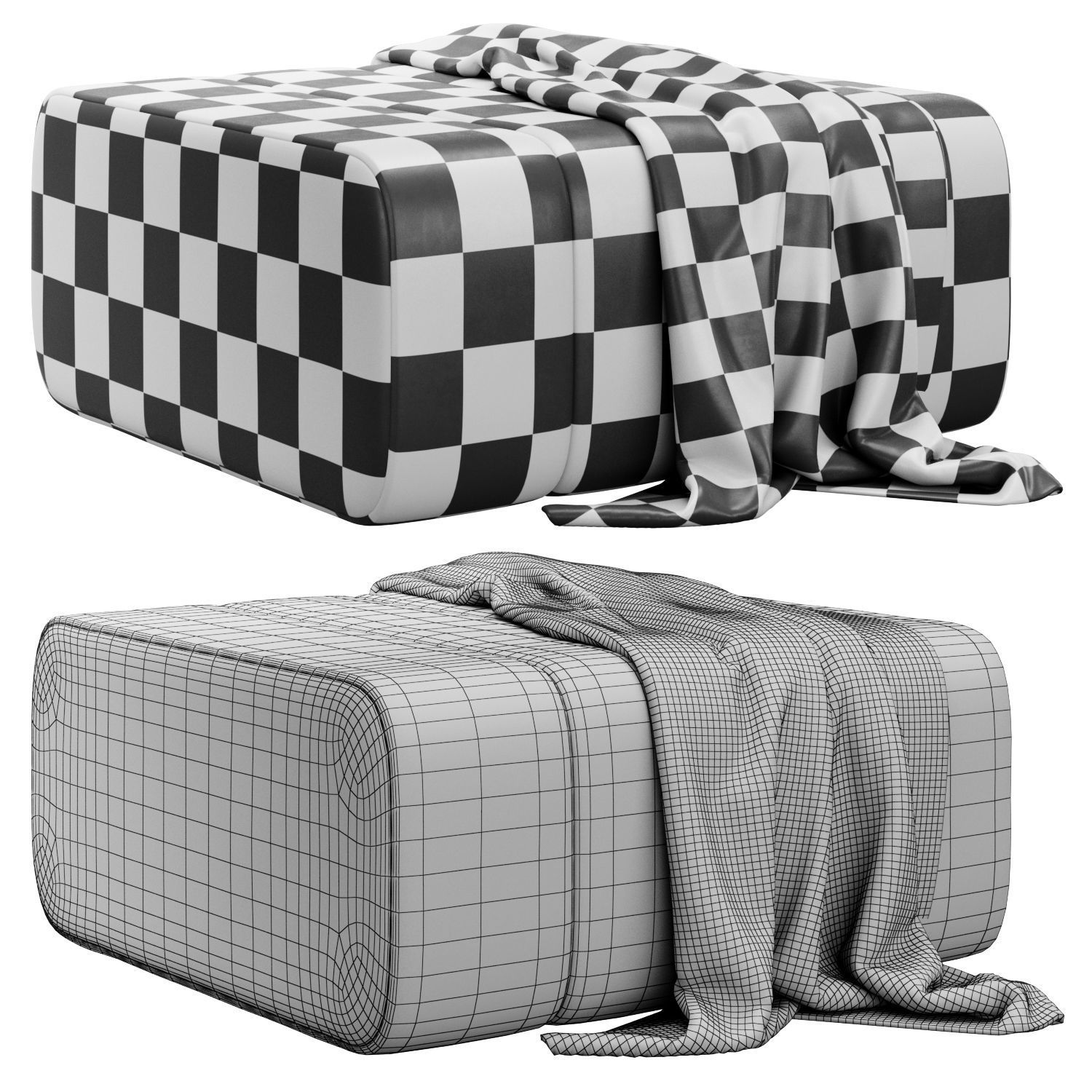 Cooper 915mm Fabric Ottoman by kardiel 3D model_3