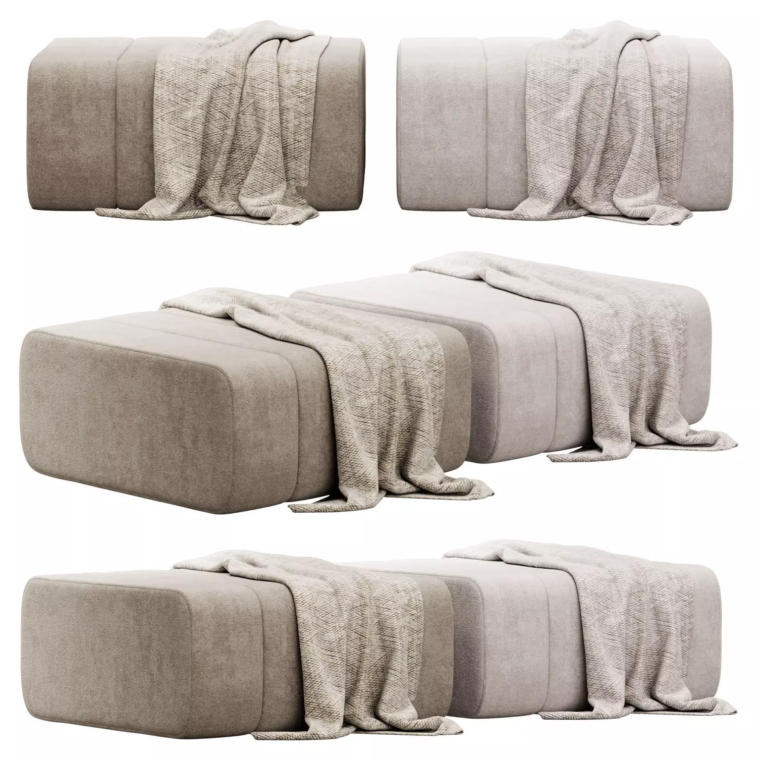 Cooper 915mm Fabric Ottoman by kardiel 3D model_0