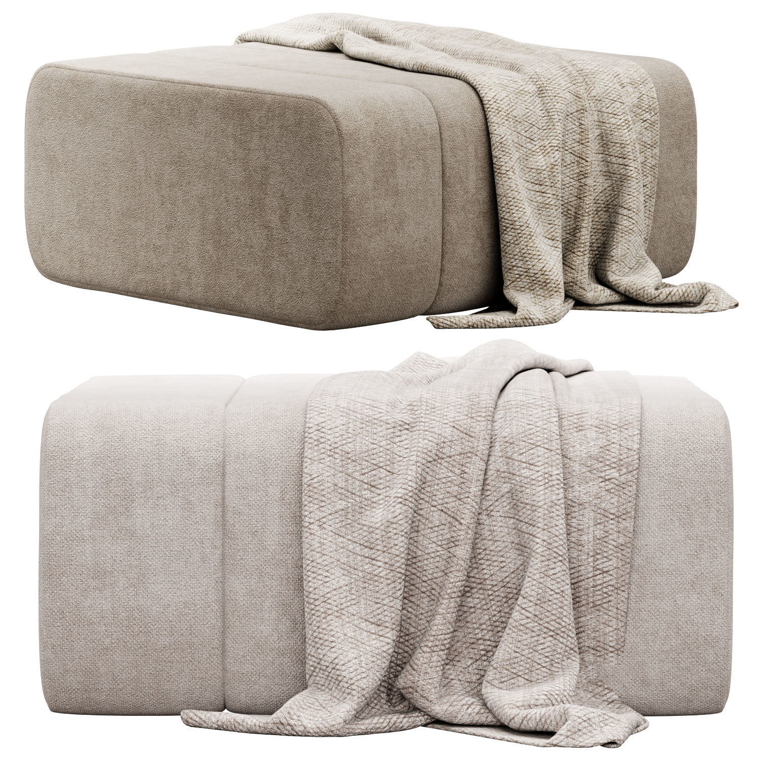 Cooper 915mm Fabric Ottoman by kardiel 3D model_10