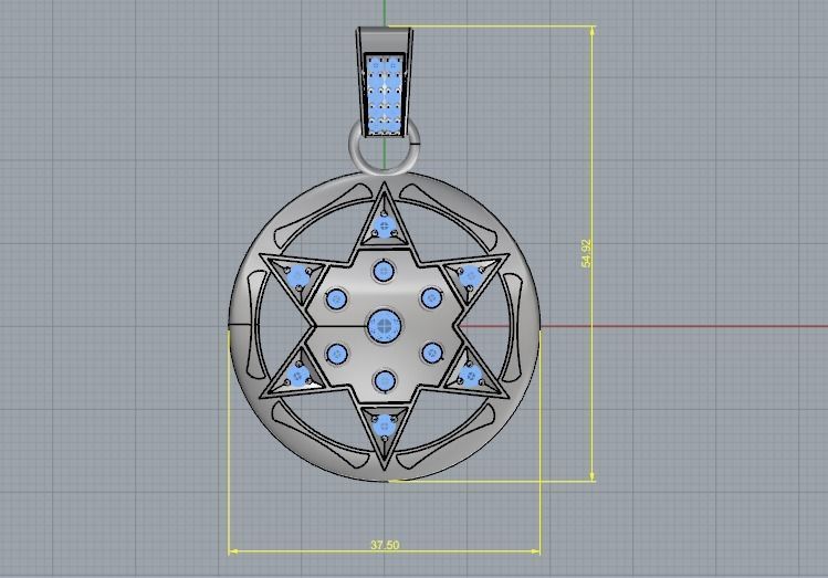 Pendant star of David 1122 3D print model_3